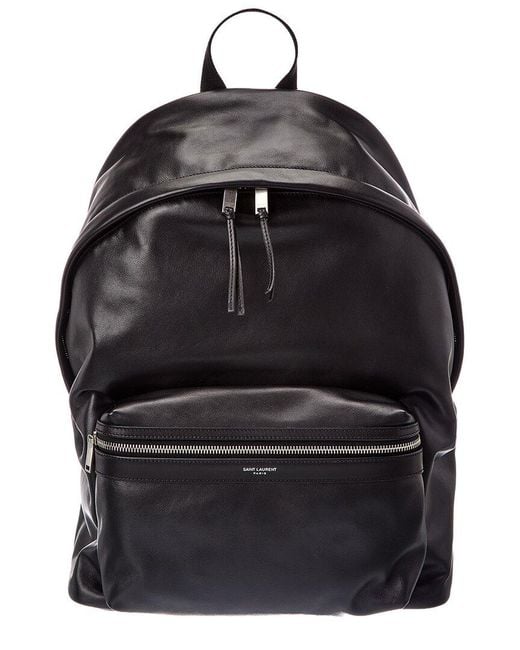 Saint Laurent Black City Matte Leather Backpack for men