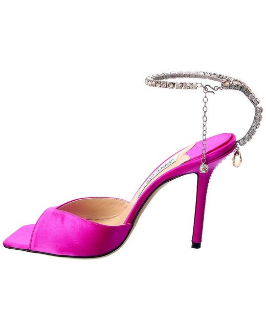 Jimmy Choo Pink Saeda 100 Satin Sandal