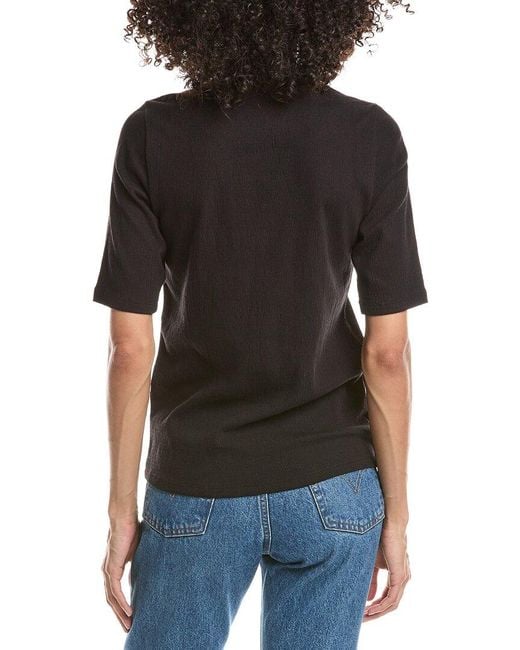 Eileen Fisher Black Crewneck Elbow Sleeve Top