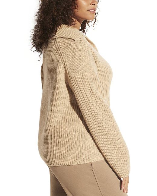 Vince Natural Plus V-Neck Collared Wool & Cashmere-Blend Pullover