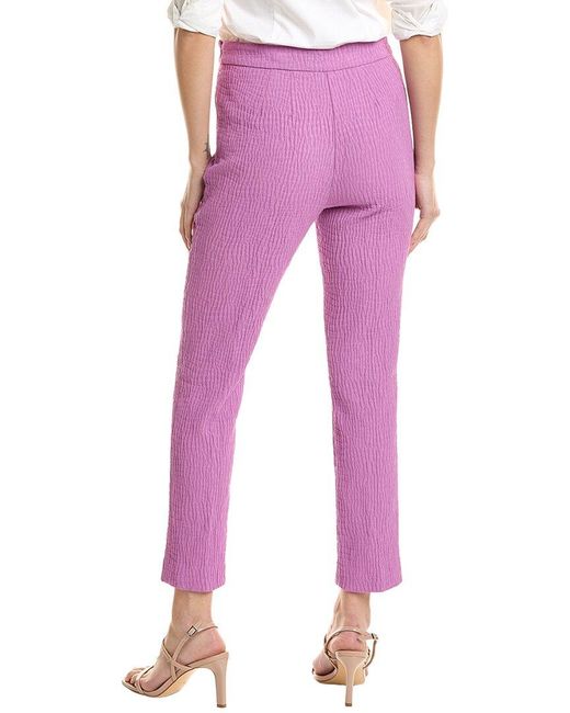 Natori Pink Textured Cotton Jacquard Side Zip Ankle Pant