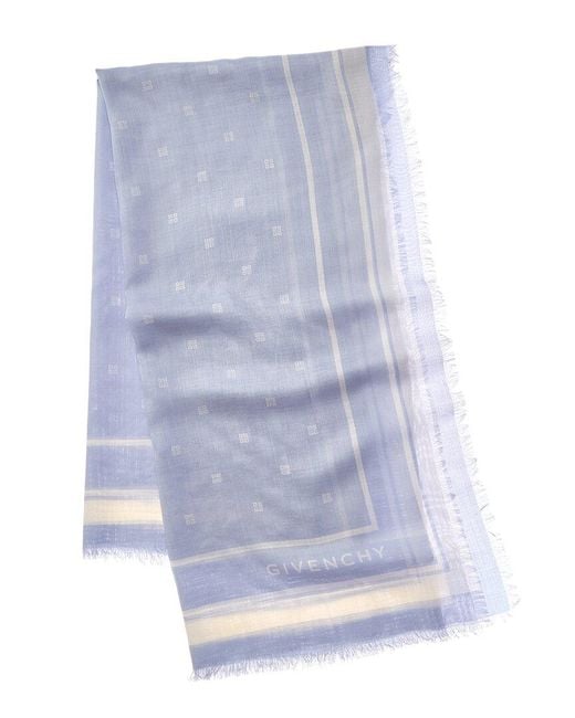Givenchy Blue 4G Cashmere & Silk-Blend Scarf