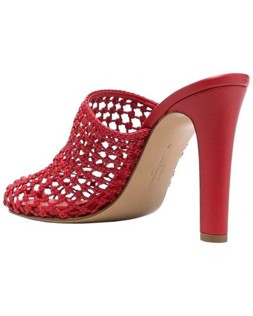 Ferragamo Red Ella Leather Mule