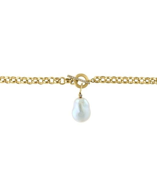 Effy Fine Jewelry Metallic 14K 0.08 Ct. Tw. Diamond & 12Mm Pearl Necklace