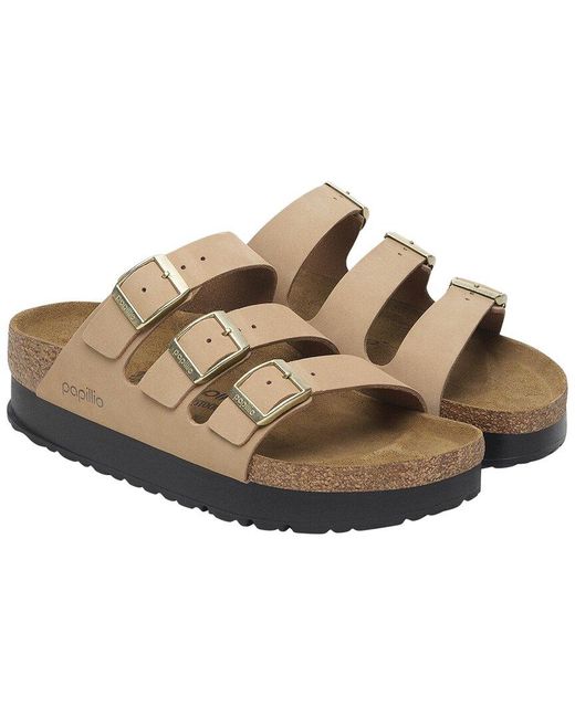 Birkenstock Brown Florida Flex Platform Leather Sandal
