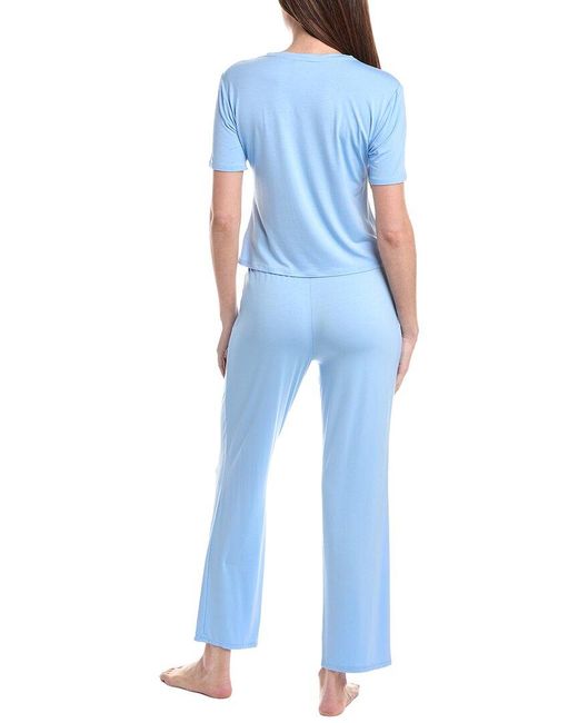 Natori Blue Feather Essentials Crewneck Pj Set