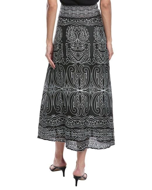 tyler boe Black Valentina Ember Linen Midi Skirt