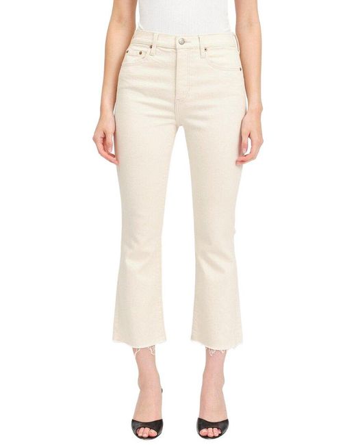 Daze Denim Natural Shy Girl Raw Cut High Rise Crop Kick Flare Jean