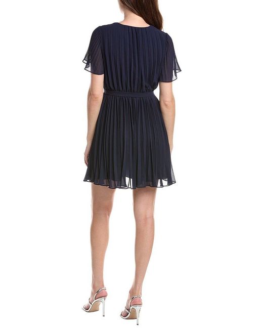 Sam Edelman Blue Pleated Plisse Mini Dress