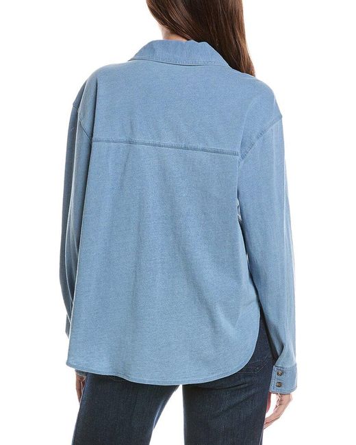 Z Supply Blue Reese Jersey Denim Button-Up Blouse