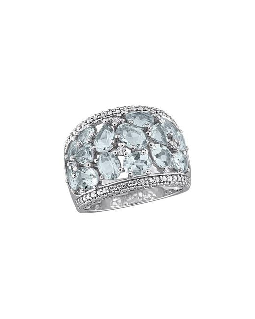 Rina Limor White 4.05 Ct. Tw. Diamond & Aquamarine Cluster Ring