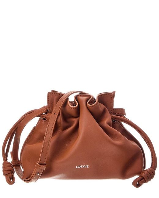 Loewe Brown Flamenco Mini Leather Clutch
