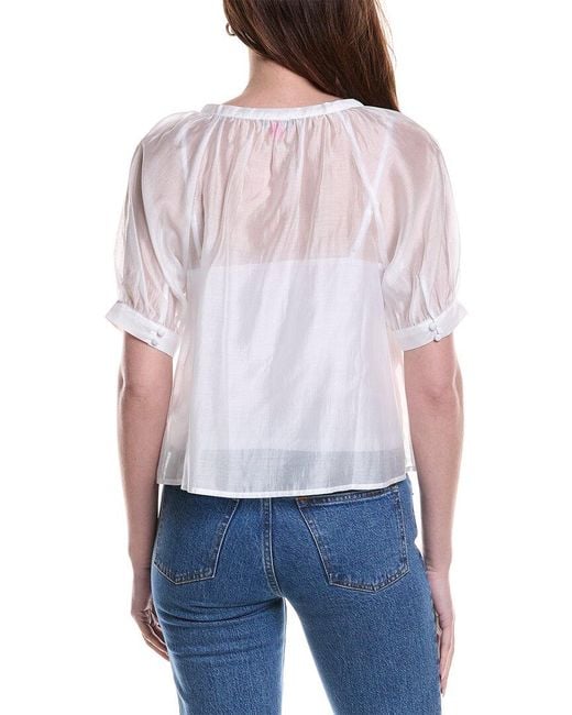 Vince Camuto White Scoop Neck Button Down Shirt