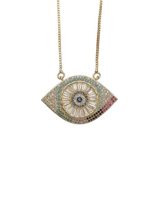 Eye Candy LA Metallic Luxe Collection 14k Plated & Silver Cz Evil Eye Necklace