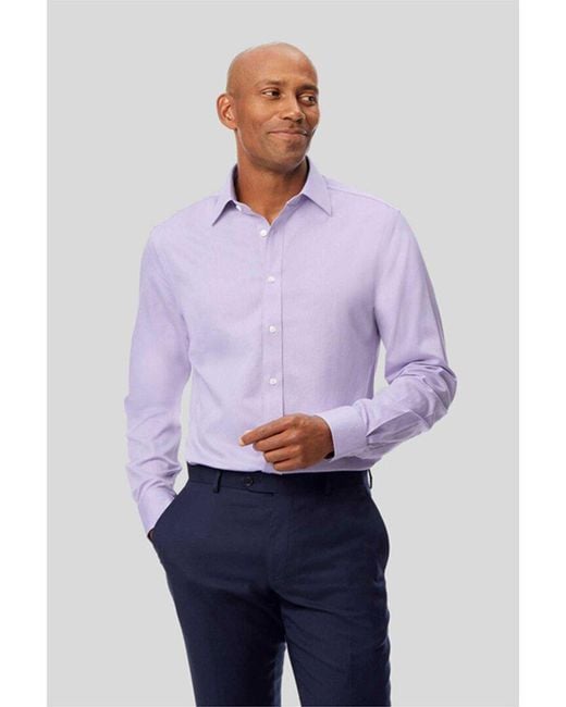 Charles Tyrwhitt Purple Non-iron Micro Diamond Slim Fit Shirt for men
