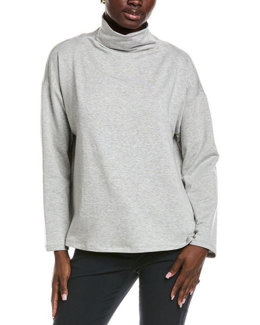 Eileen Fisher Gray Funnel Neck Box Top
