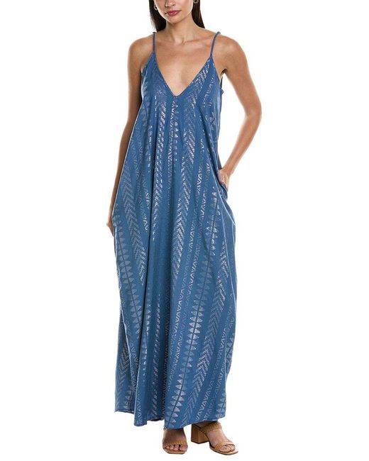 Elan Blue Metallic Maxi Dress