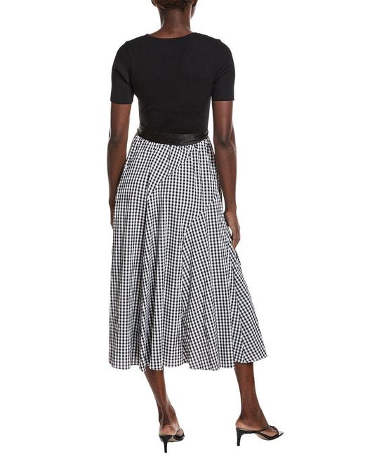 Gracia Gray Asymmetrical Ruffle Detail Midi Dress
