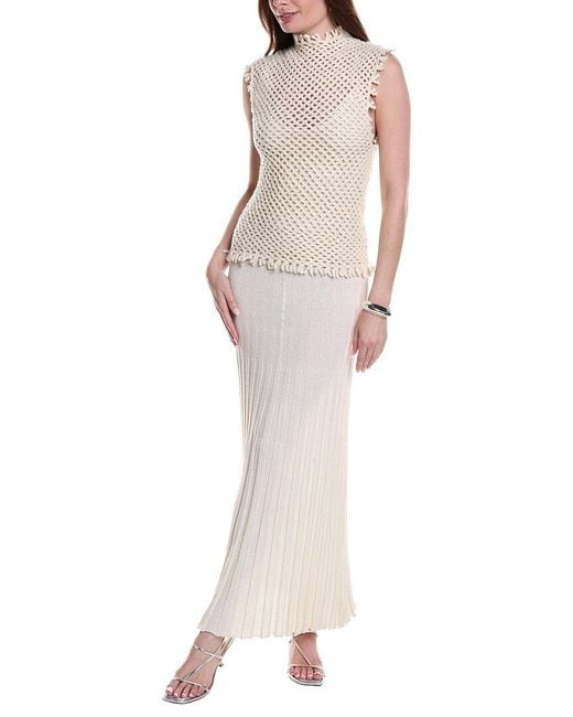 Christopher Esber White 2Pc Lattice Knit Wool-Blend Tank Top & Maxi Dress