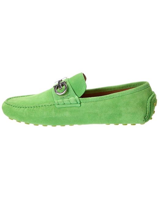 Ferragamo Green Grazioso Suede Loafer for men