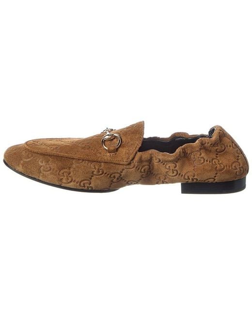 Gucci Brown Jordaan Gg Suede Loafer