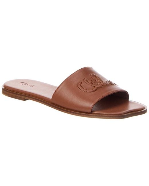 Chloé Brown Soleil Leather Slide