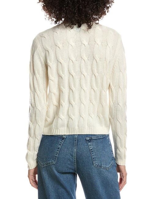 Forte White Wool & Cashmere-Blend Cable V-Neck Cardigan