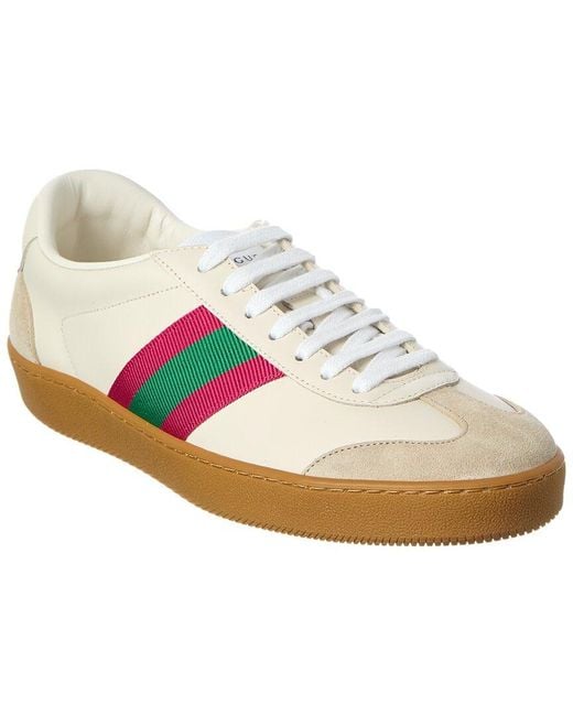 Gucci White Leather & Suede Sneaker
