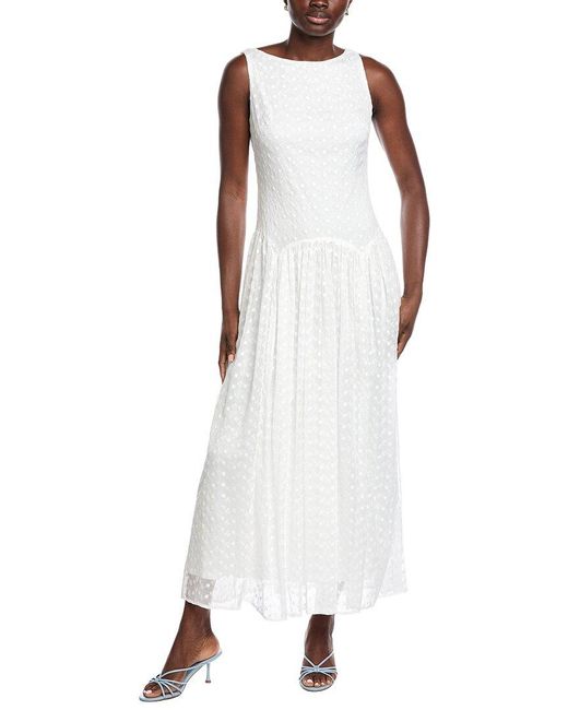 Taylor White Solid Midi Dress