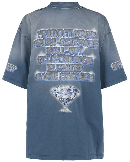 Balenciaga Blue Medium Fit See Now Buy Now Graphic T-Shirt