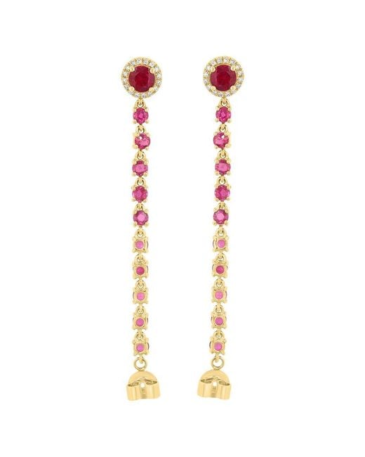 Effy Fine Jewelry White 14K Rose 1.78 Ct. Tw. Diamond & Ruby Earrings