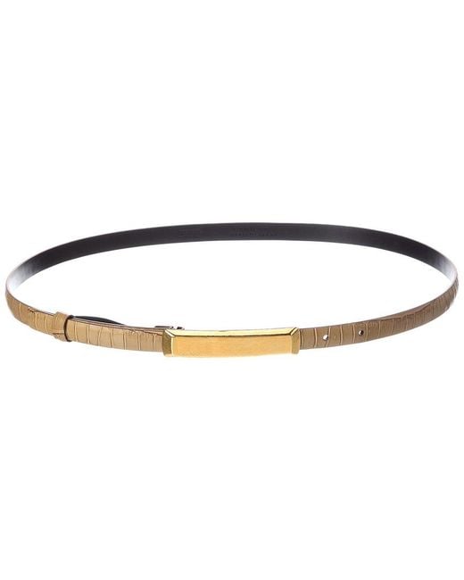Tom Ford White T Plaque Croc-Embossed Leather Belt