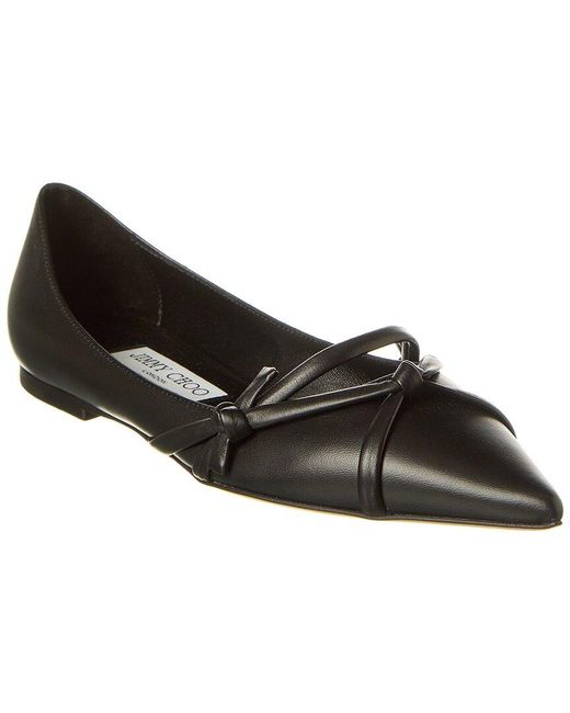 Jimmy Choo Black Love Leather Flat