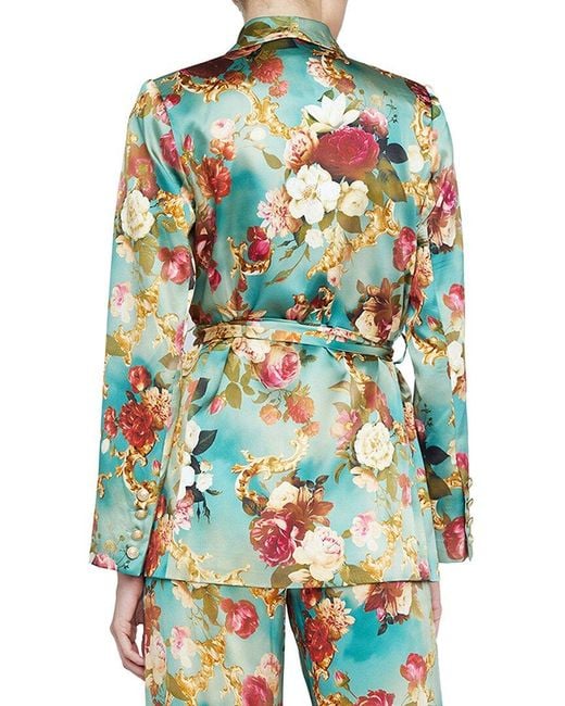 L'Agence Green Everly Wrap Shawl Silk Blazer