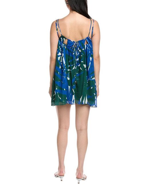 LOST AND WANDER Blue Palazzo Palm Mini Dress