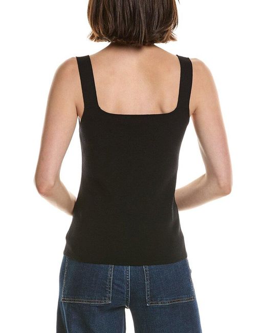 Tahari Black Double Square Neck Rib Tank