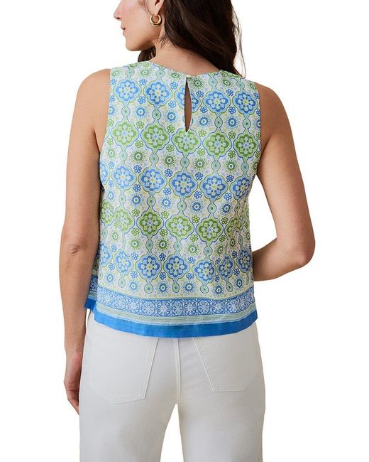 J.McLaughlin Blue Norie Linen-Blend Blouse