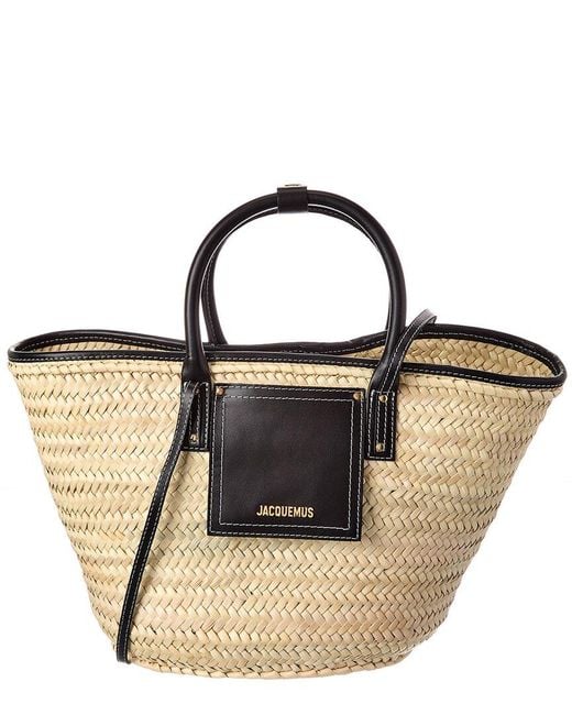Jacquemus Black The Soli Palm & Leather Tote