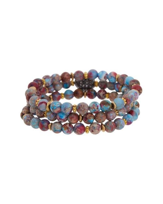 Rachel Reinhardt Jewelry White Jasper & Crystal Stackable Bracelet