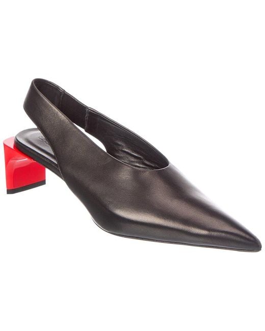 Sportmax Black Leather Slingback Pump