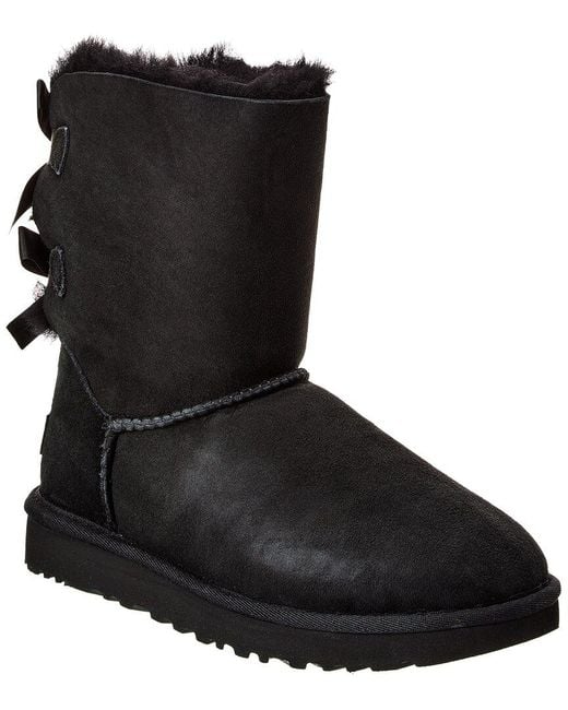 Ugg Black Bailey Bow Ii Suede & Shearling Boot