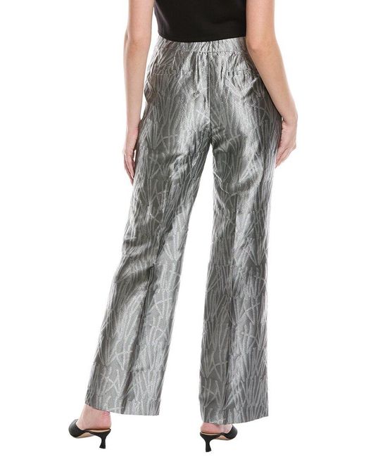 Lafayette 148 New York Gray Gates Silk-Blend Pant