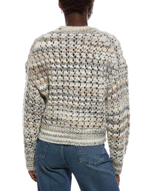 Madewell Gray Fawn Open Stitch Stripe Wool & Alpaca-Blend Pullover