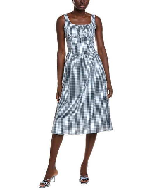 IPPONELLI Blue Gingham Midi Dress