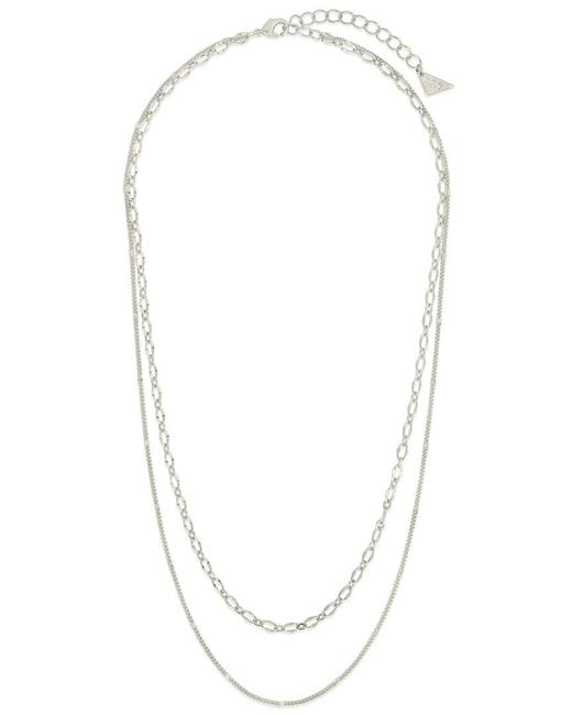 Sterling Forever White Rhodium Plated Serenity Layered Chain Necklace