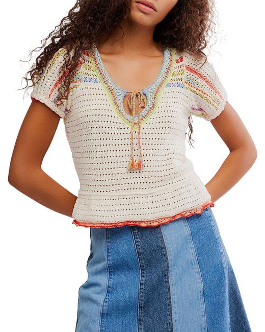 Free People White Friendship Pullover