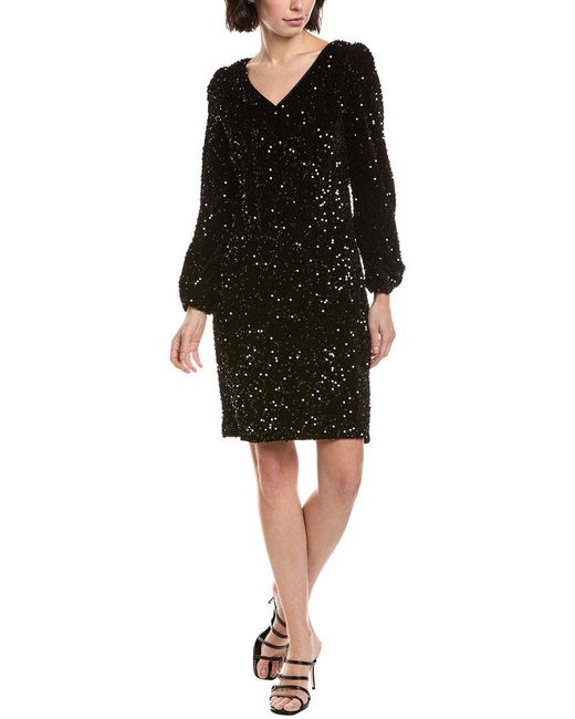 nanette lepore black dress Nanette Lepore Women's V-Neck Long Sleeve Sequin Mini Dress main image 1