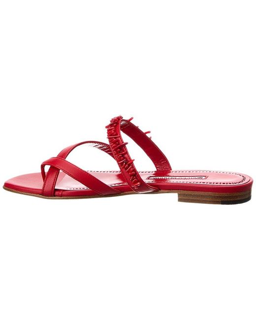 Manolo Blahnik Red Corasu Leather Sandal