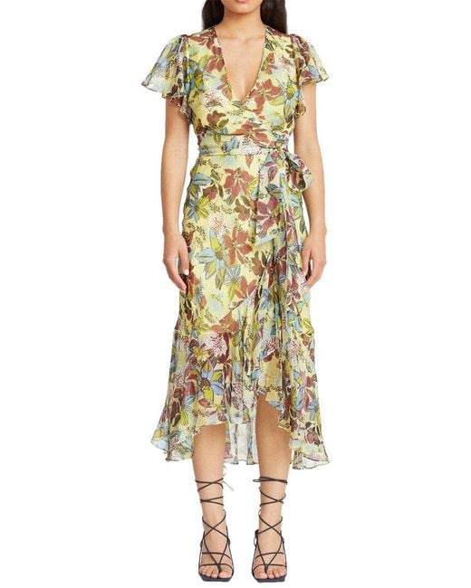 Tanya Taylor Metallic Blaire Linen & Silk-blend Midi Dress