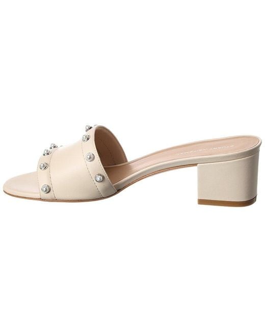 Stuart Weitzman Natural Pearl 50 Slide Leather Sandal